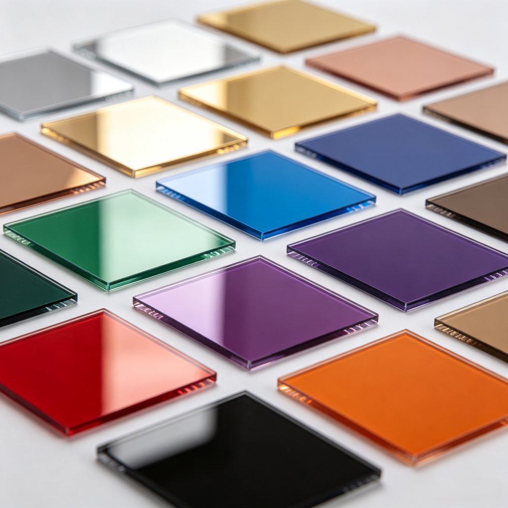Colored acrylic sheet squares red blue green purple - frosted and mirror acrylic finishes